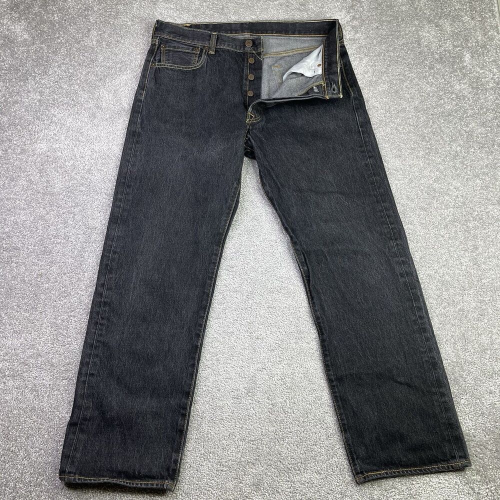 Levi’s 501 Jeans Men’s 32X28 Blue Straight Mid-Rise Dark Wash Button Fly - Picture 1 of 13